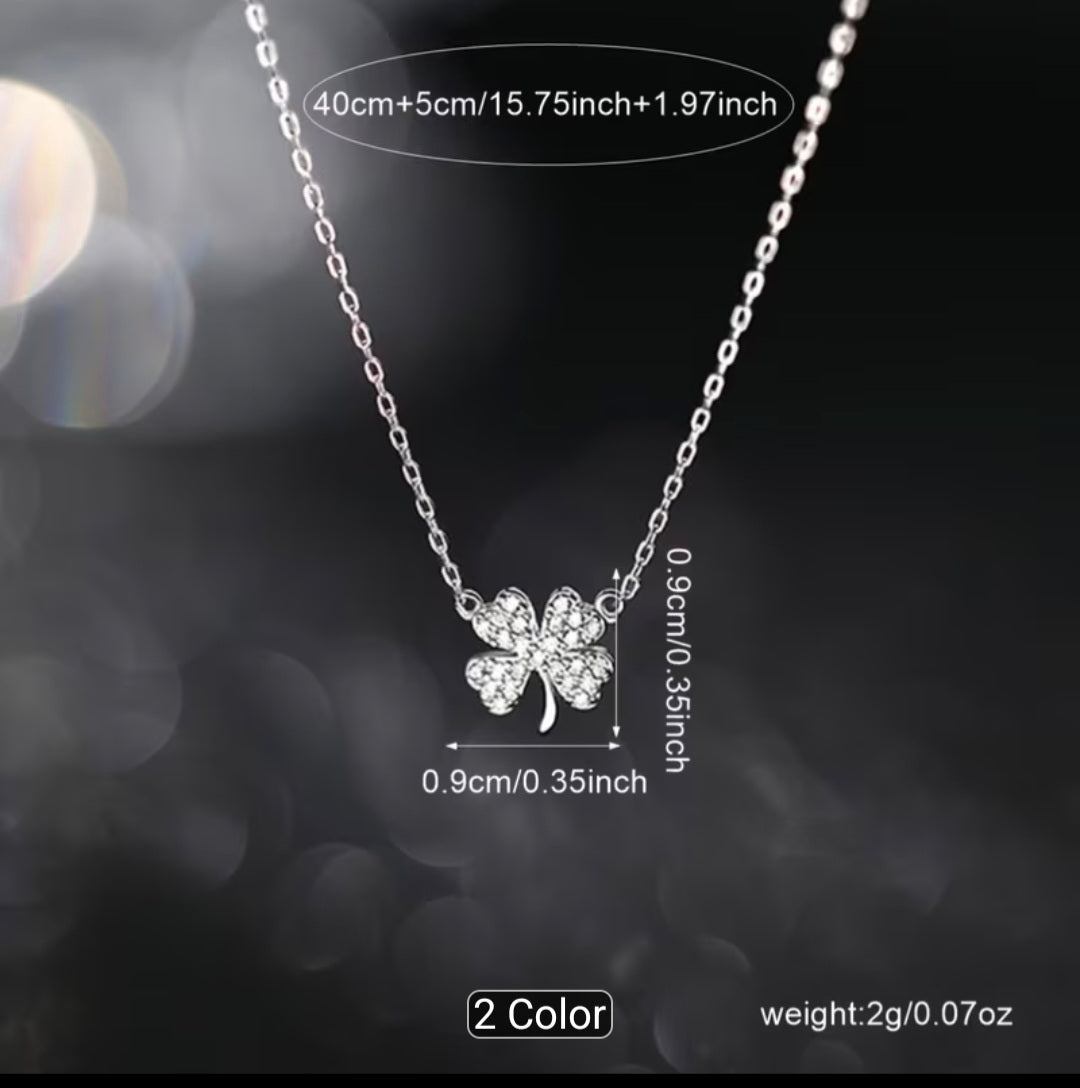 Dainty Pavé Four-Leaf Clover Pendant Necklace