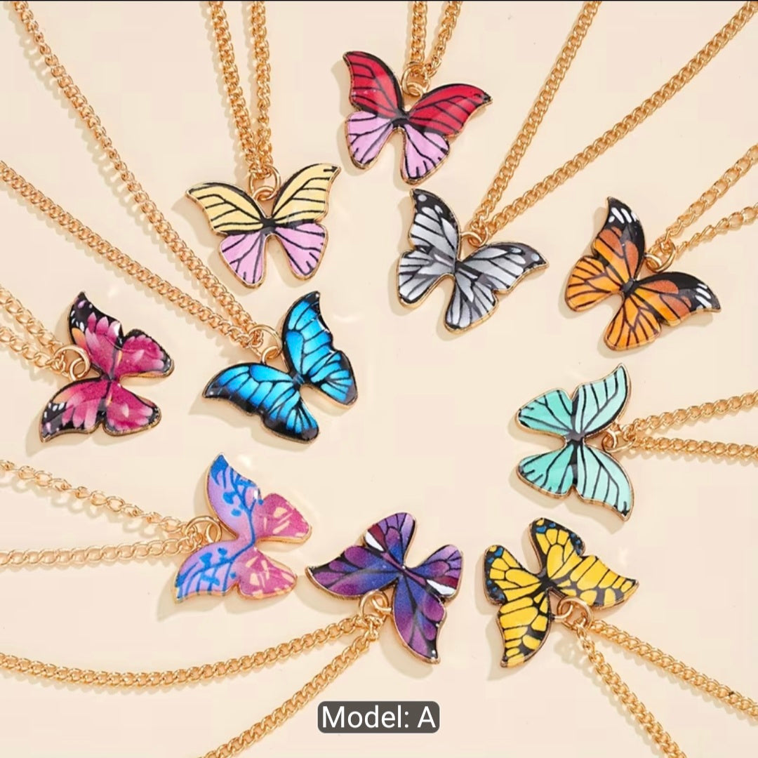 Butterfly Wish Necklace on Inspirational Card – Colorful Butterfly Pendant Necklace Gift for Women & Girls